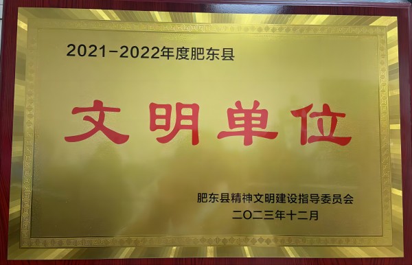 東城文傳公司獲得“2021-2022年度肥東縣文明單位”榮譽(yù)稱(chēng)號(hào)